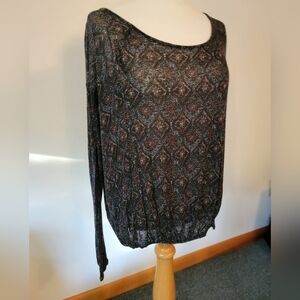 Free People Black Diamond Pattern Blouse